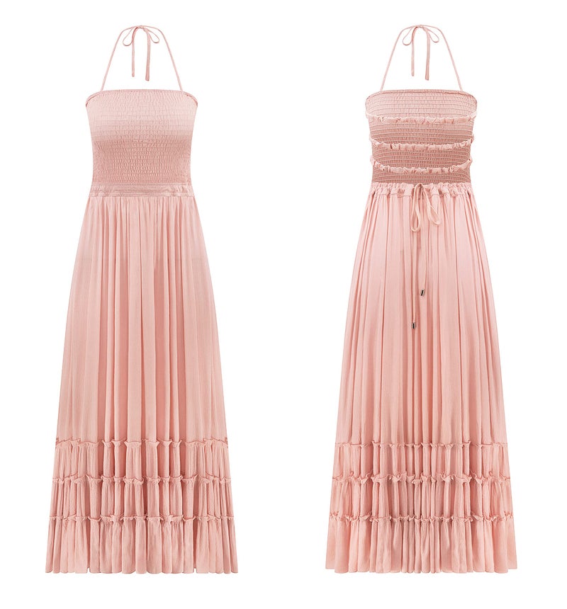 R.Vivimos Womens Summer Boho Sexy Backless Long Dresses (X-Large, Blush) - Image 4